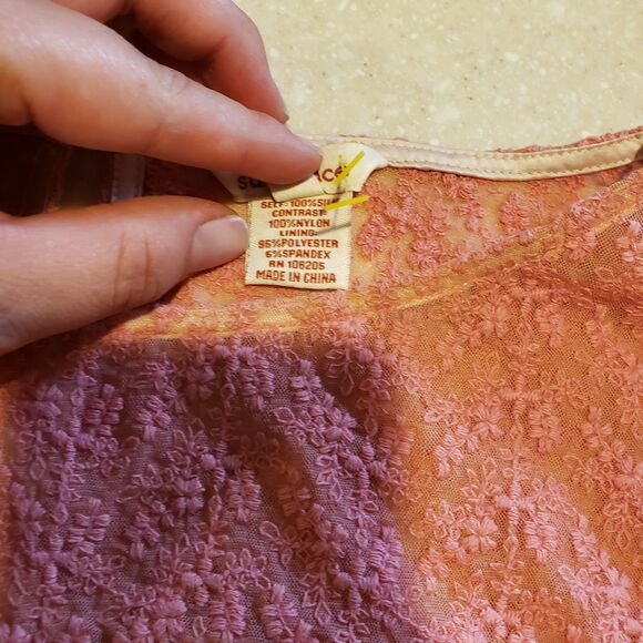 Sundance Womens Embroidered Trellis Dress Sz 8 Pink 100% Silk Sheer Boho Shift - Picture 5 of 10